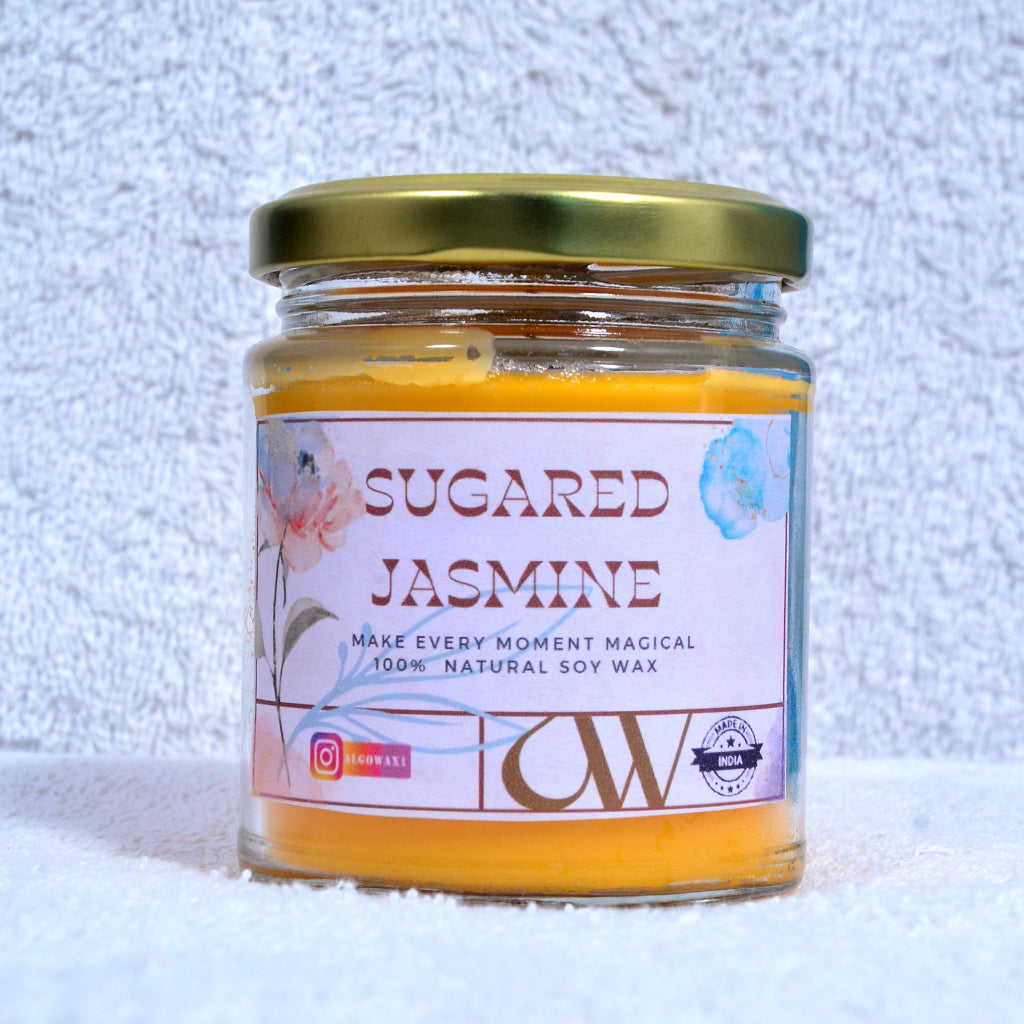 Sugared Jasmine Scented Candle – 400gm (Gold Lid Edition)