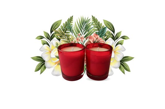 Classy Candles – Set of 2 Red Wax Candles in Glass Jars | Elegant & Fragrant Décor Candles for Home, Yoga & Gifting