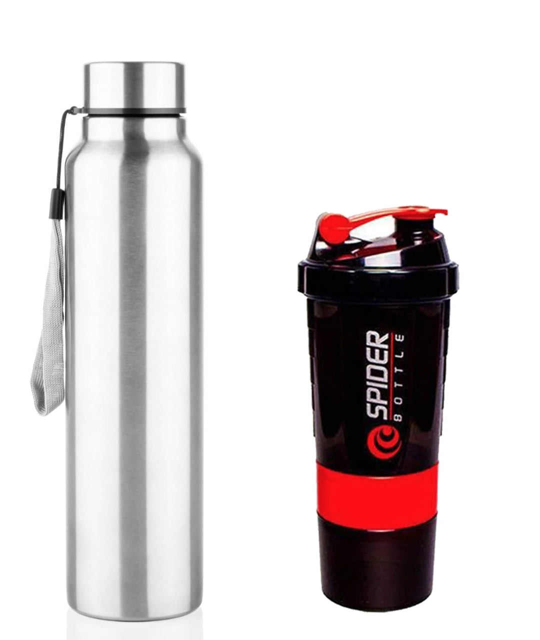 Stainless Steel Water Bottle & Spider Shaker Bottle Combo