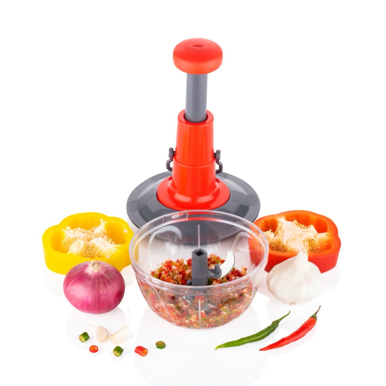 HAND POWERED MANUAL FOOD CHOPPER Effortless Chopping & Mixing