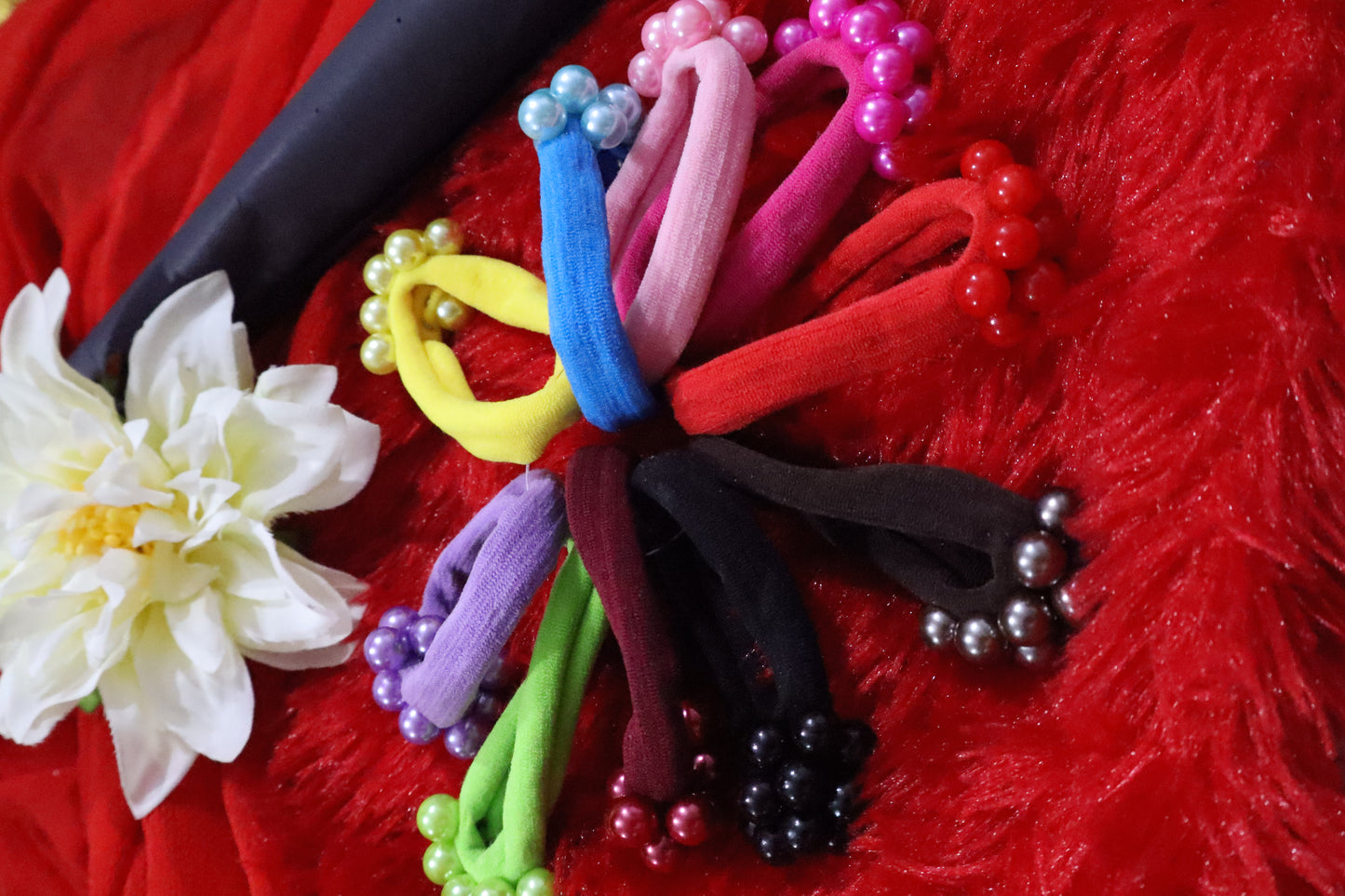 (Pack of 7) (Multicolor) Premium Silk Satin Scrunchies 7 - SheZari