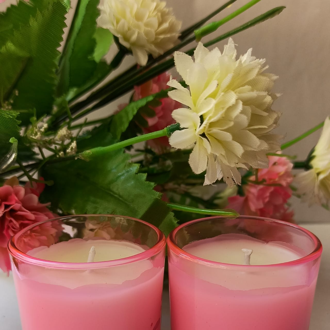 Classy Candles – Set of 2 Pink Wax Candles in Glass Jars | Romantic & Soft Glow Candles for Gifting, Relaxation & Decor