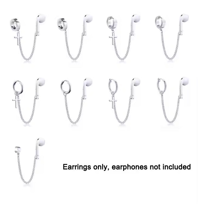 AirPods Anti-Lost Chain Earring with Cross Pendant Charm Earrings