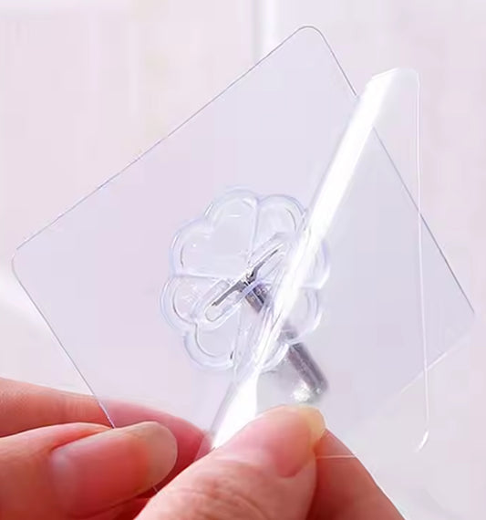 Heavy-Duty Adhesive Wall Hooks – No Drilling, Transparent Design (Pack of 50)
