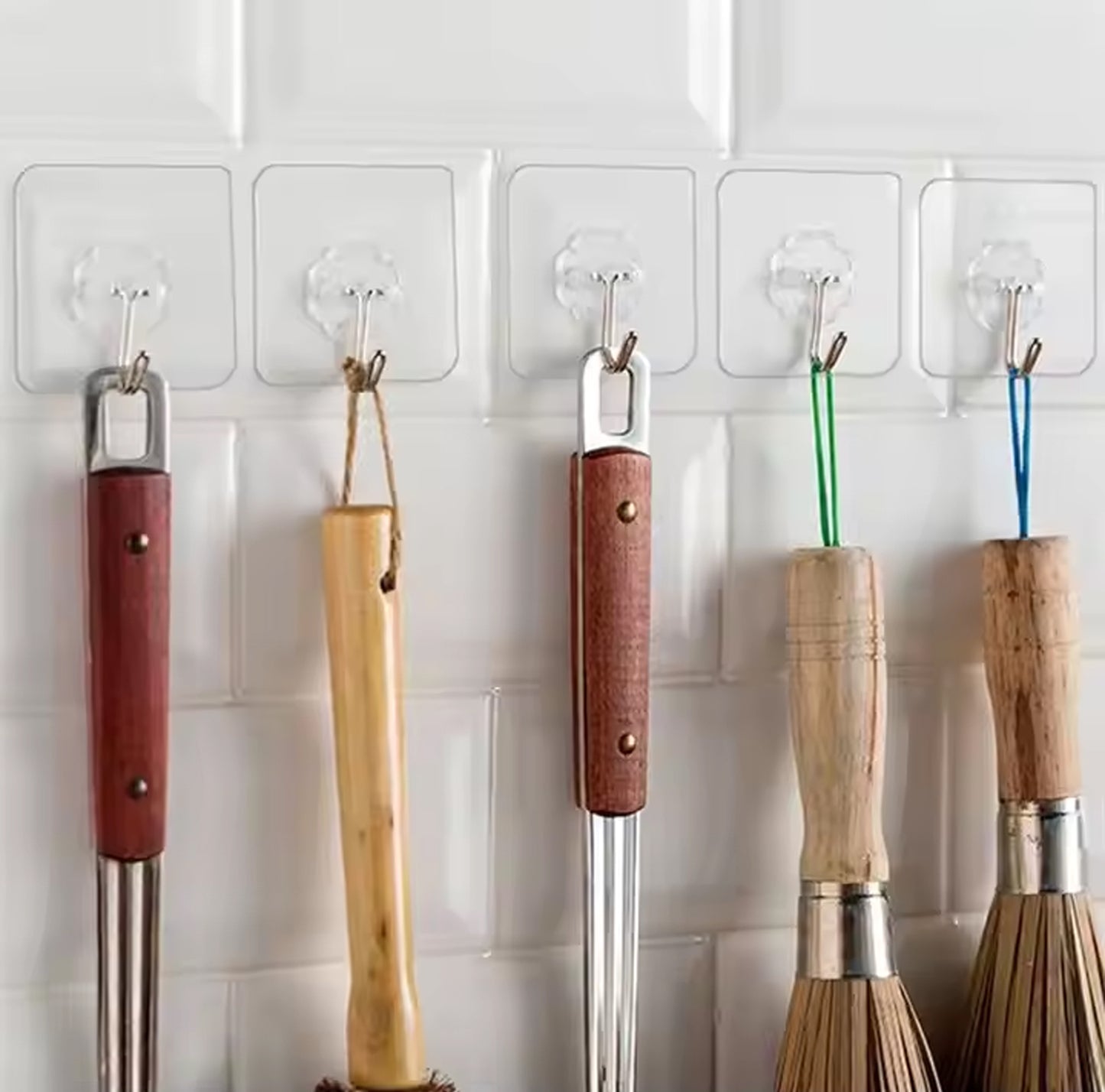 Heavy-Duty Adhesive Wall Hooks – No Drilling, Transparent Design (Pack of 12)