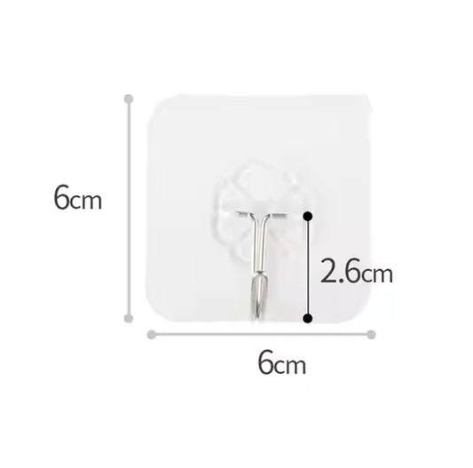 Heavy-Duty Adhesive Wall Hooks – No Drilling, Transparent Design (Pack of 24)