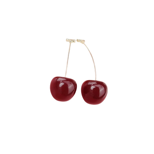 Korean Red Cherry Dangle Earrings - SheZari