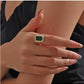 Luxury Emerald Green Stone Gold-Plated Jewelry Set
