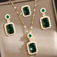 Luxury Emerald Green Stone Gold-Plated Jewelry Set