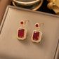 Luxury Ruby Red Stone Gold-Plated Jewelry Set