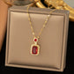 Luxury Ruby Red Stone Gold-Plated Jewelry Set