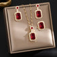 Luxury Ruby Red Stone Gold-Plated Jewelry Set