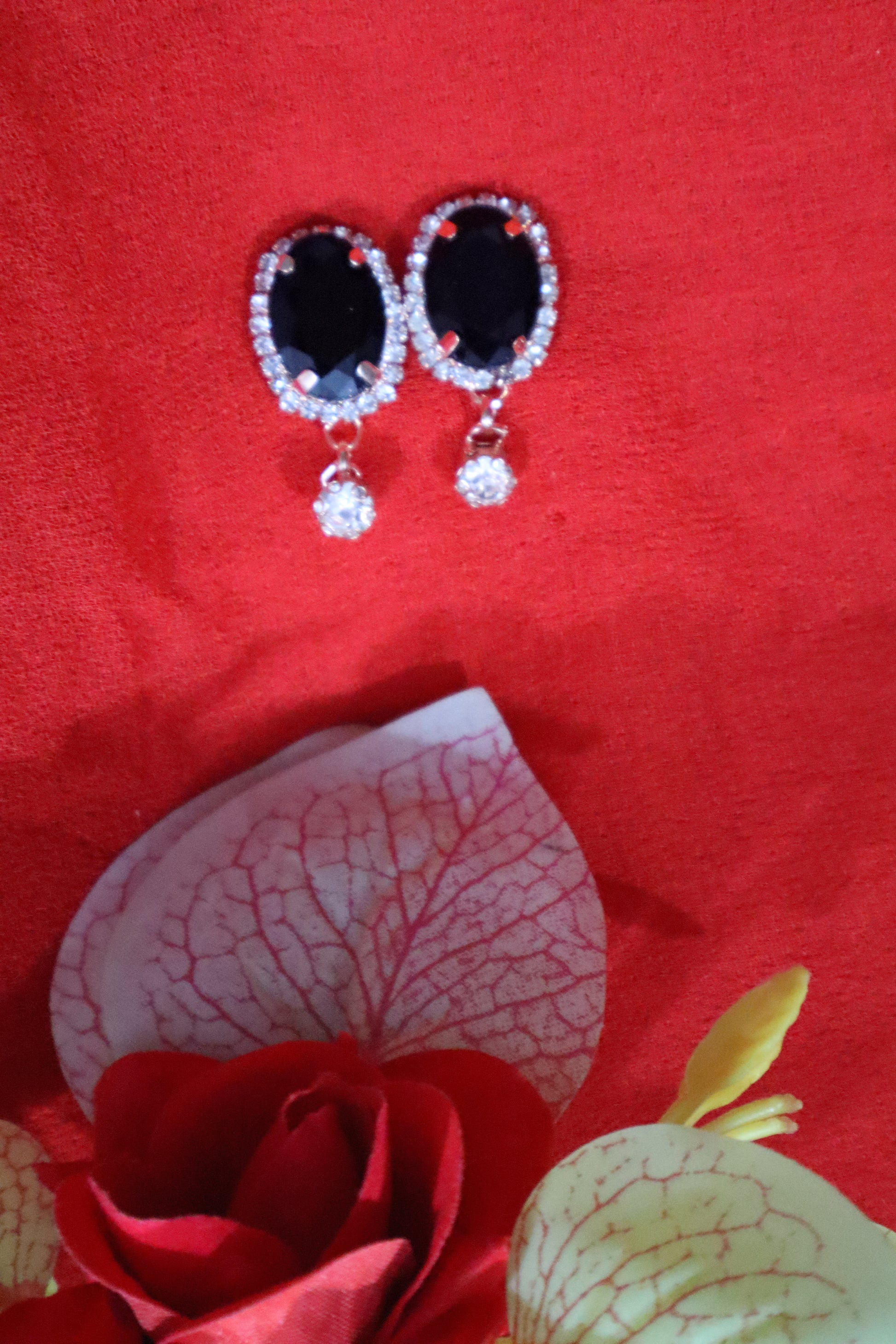 Drop Earrings with Crystal Stud - SheZari