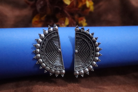 Oxidized Silver Tribal Earrings - SheZari