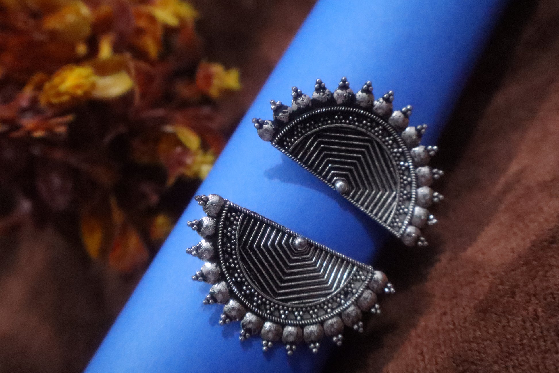 Oxidized Silver Tribal Earrings - SheZari