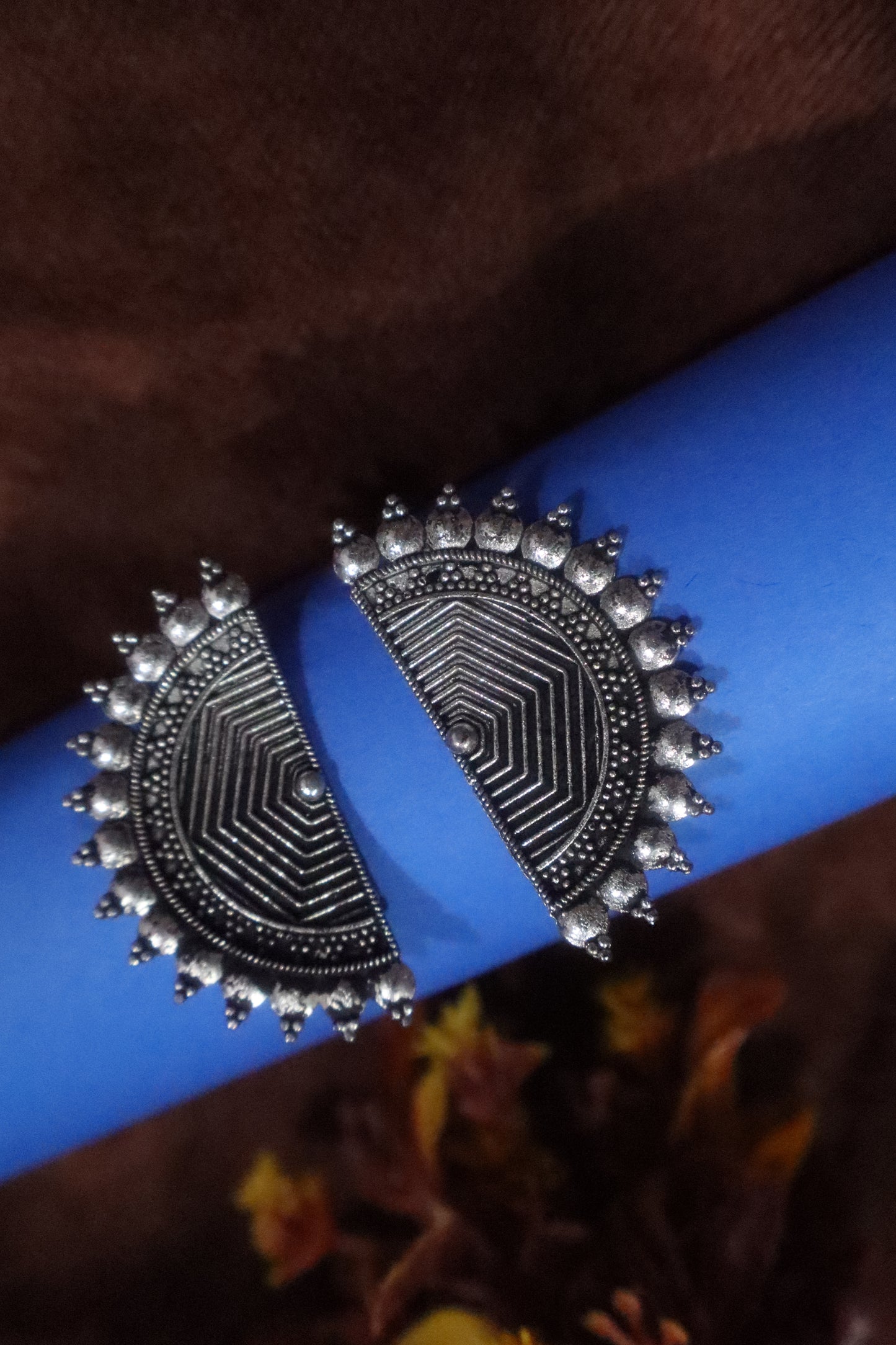 Oxidized Silver Tribal Earrings - SheZari