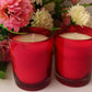 Classy Candles – Set of 2 Red Wax Candles in Glass Jars | Elegant & Fragrant Décor Candles for Home, Yoga & Gifting