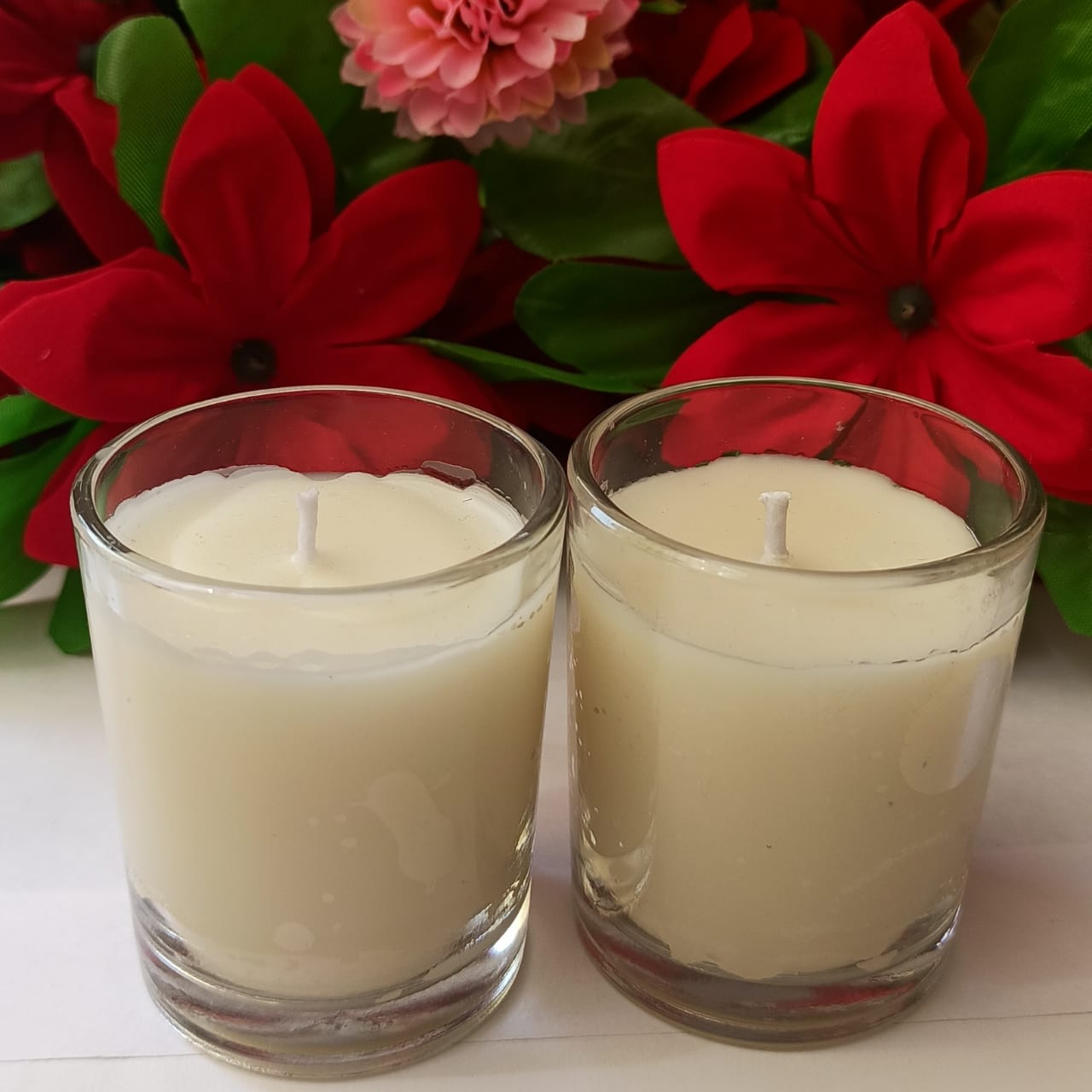 Classy Candles – Set of 2 White Wax Candles in Clear Glass Jars | Elegant & Minimalist Candles for Home, Events & Wellness